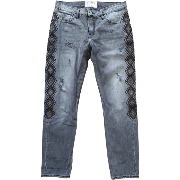 Sandrine Rose grey embroidered distressed jeans - Picture 2 of 10